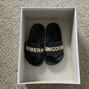Burberry children slides size 27 black and optic white